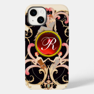 ART DECO SCHAUTY FASHION RED RUBY GEMSTONE MONOGRA Case-Mate iPhone HÜLLE