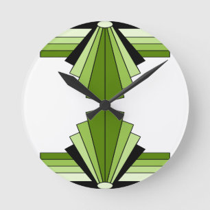 Art Deco Schichten in Limonen Runde Wanduhr