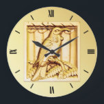 Art Deco Schnitzel Falken - Gold Große Wanduhr<br><div class="desc">Ein geschnitzter Stein Art-Déco architektonisches Detail,  in goldmetallischer Ausführung</div>