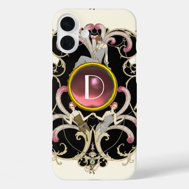 ART DECO SCHÖNHEIT FASHION PINK GEMSTONE MONOGRAMM Case-Mate iPhone HÜLLE (Rückseite)