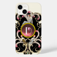 ART DECO SCHÖNHEIT FASHION PINK GEMSTONE MONOGRAMM