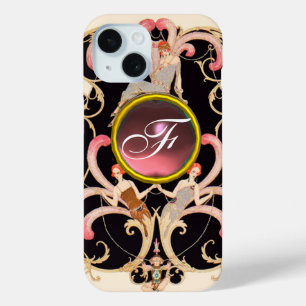 ART DECO SCHÖNHEIT FASHION PINK GEMSTONE MONOGRAMM iPhone 15 HÜLLE
