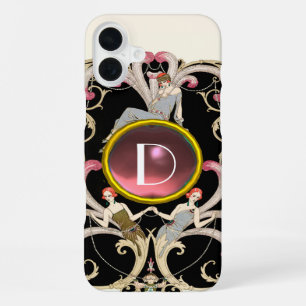 ART DECO SCHÖNHEIT MODE PINKER EDELSTEIN MONOGRAMM iPhone 16 PLUS HÜLLE