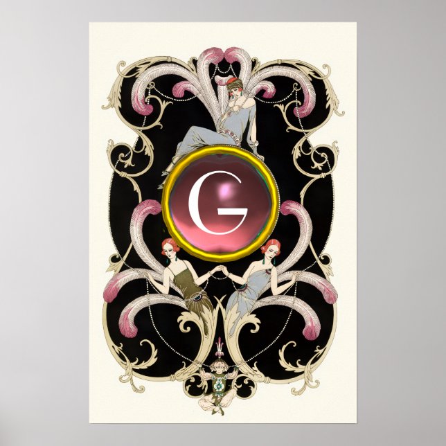 ART DECO SCHÖNHEIT MODE PINKER EDMELSTEIN MONOGRAM POSTER (Vorne)