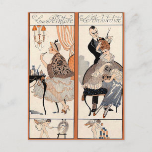 Art Deco Schönheit Postkarte