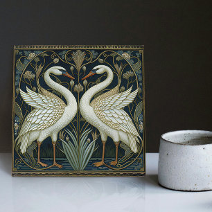 Art Deco Schwäne Wanddekoration Art Nouveau Schwan Fliese