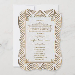 Art Deco Schwarz Gatsby 1920er Sweet Sixteen Einladung