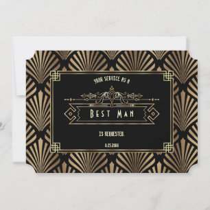 Art Deco Schwarz Gatsby Wirst du mein Trauzeuge se Einladung
