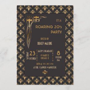 Art Deco Schwarz & Gold 1920er Einladung