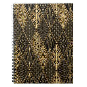 Art Deco Schwarz Gold Eleganz Notizblock