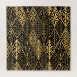 Art Deco Schwarz Gold Eleganz Puzzle
