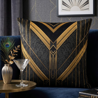 Art Deco Schwarz & Gold Gatsby Kissen