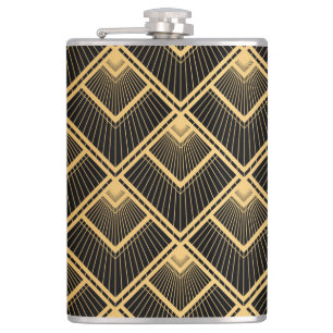 Art Deco Schwarz Gold: Geometrisch Flachmann