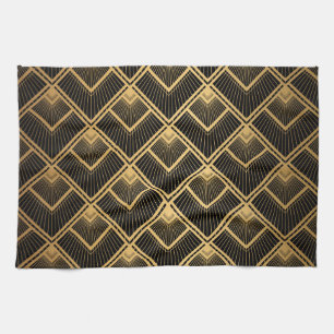 Art Deco Schwarz Gold: Geometrisch Geschirrtuch