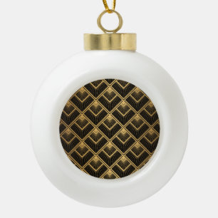Art Deco Schwarz Gold: Geometrisch Keramik Kugel-Ornament