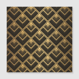 Art Deco Schwarz Gold: Geometrisch Magnetkarte