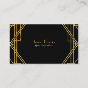 Art Deco Schwarz & Gold Glamour Chic Visitenkarte