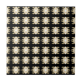 Art Deco Schwarz-Gold-Grafik Muster Fliese