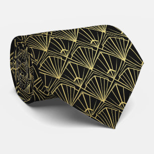 Art Deco Schwarz & Gold Krawatte