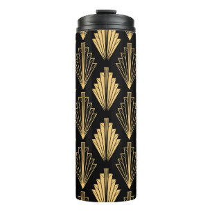 Art Deco Schwarz Gold: Nahtlos Thermosbecher