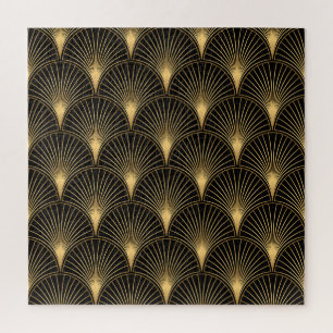Art Deco Schwarz Gold: Nahtloser Luxus Puzzle
