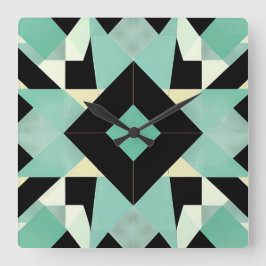 Art Deco Schwarz und Aquamarine Wall Uhr