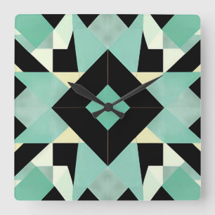 Art Deco Schwarz und Aquamarine Wall Uhr