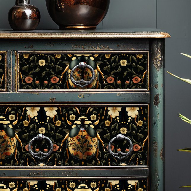 Art Deco Schwarz und Gold Blumenkäfermuster Seidenpapier (Von Creator hochgeladen)