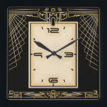 Art Deco, schwarz und gold Quadratische Wanduhr<br><div class="desc">Großartiges Uhrendesign. Du wirst es wie andere Liebe bekommen. Sie können dieses Design auch für andere Produkte verwenden,  die Sie mögen,  oder Ihren Text anpassen und hinzufügen. Folgen Sie mir für mehr. Vielen Dank. Ich wünsche Ihnen einen schönen Tag.</div>