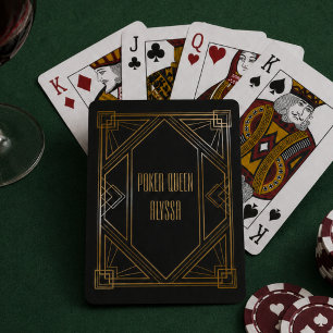 Art Deco Schwarz und Gold Spielkarten