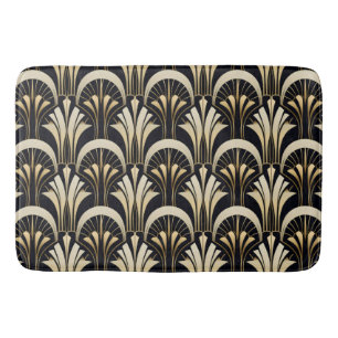 Art Deco Schwarz und Gold symmetrisch Badematte