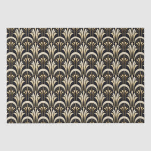 Art Deco Schwarz und Gold symmetrisch Seidenpapier