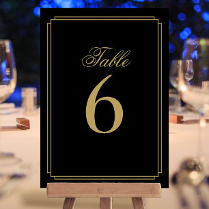 Art Deco Schwarz und Gold Tischnummer