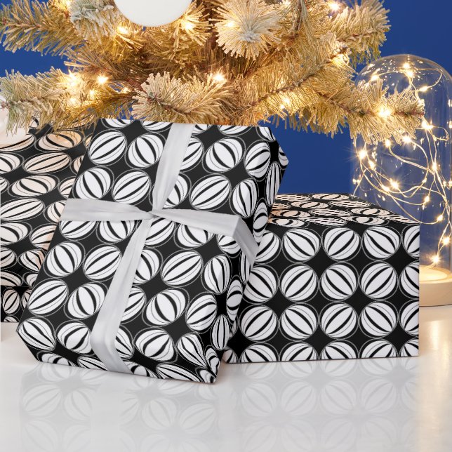Art Deco Schwarz und Weiß Geschenkpapier (Feiertage)