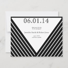 Art Deco Schwarz und Weiß Streifen Save the Date