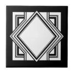 Art Deco Schwarz-weiß Chic Geometric Square 05 Fliese<br><div class="desc">Elegante,  knusprige Deko-Stil mit geometrischen quadratischen Element Zierziegel dekorative Keramik Fliesen. Das elegante Design ist perfekt für ein Vintages Interieur im modernen oder künstlerischen Deko.</div>