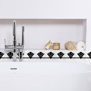 Art Deco Schwarz Weiß Chic Geometrische Grenze 04 Fliese