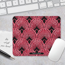 Art Deco Schwarz-weiß Classic Pfauenmuster Mousepad