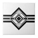 Art Deco Schwarz-weiß Elegante geometrische Grenze Fliese<br><div class="desc">Stilvolle geometrische Details im Deko-Stil mit Schwarz-Weiß-Keramik zieren dekorative Rahmen. Das Vintage Interieur des Dekos ist stilvoll und originell.</div>