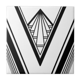 Art Deco Schwarz-weiß Elegante Geometrische Knopf Fliese