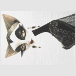 Art Deco Schwarz-weiß Feline Decoupage Seidenpapier