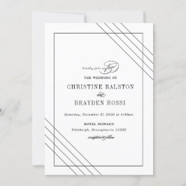 Art Deco Schwarz-weiß Hochzeit Einladung