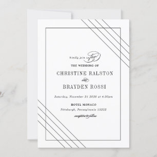 Art Deco Schwarz-weiß Hochzeit Einladung