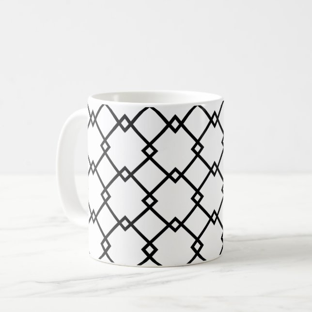 Art Deco Schwarz-weiß Strip Retro Muster Tasse (Vorderseite Links)
