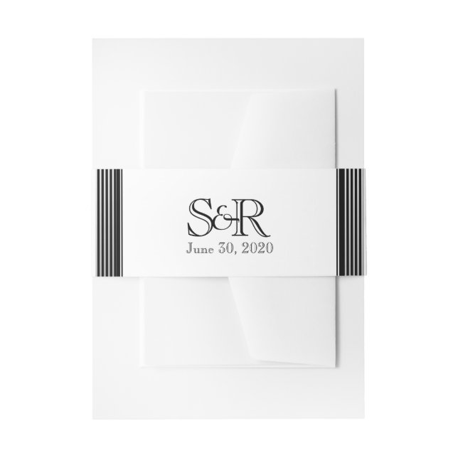 Art Deco Schwarz-weiß Stripe Wedding Bly Band (Vorderseite Beispiel)