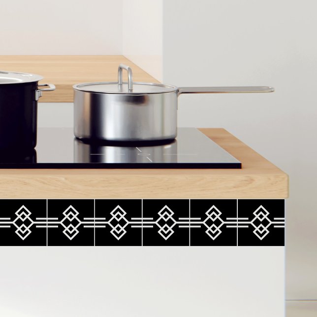 Art Deco Schwarz-weiße einfache geometrische Grenz Fliese (Von Creator hochgeladen)