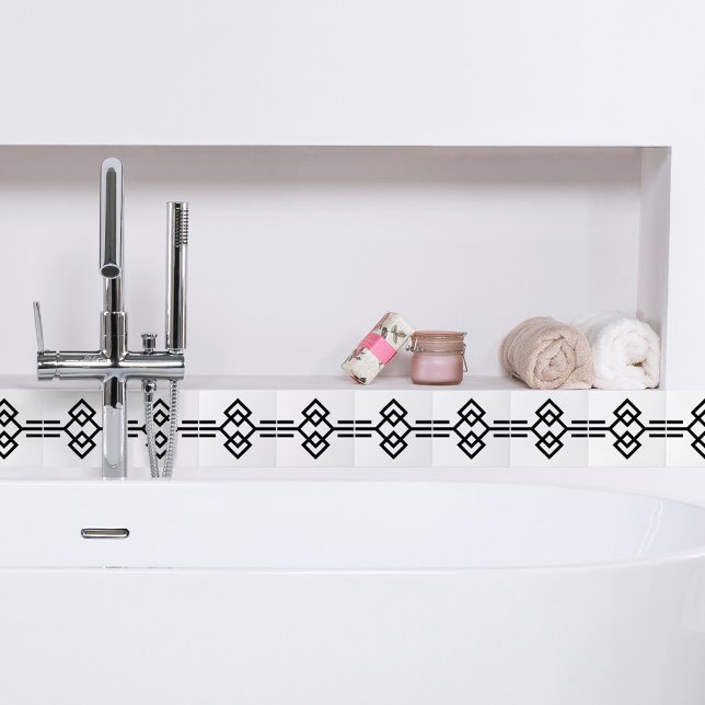 Art Deco Schwarz-weiße einfache geometrische Grenz Fliese (Von Creator hochgeladen)