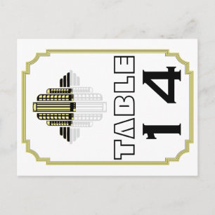 Art Deco schwarze gelbe Hochzeit Tischzahl Postkarte