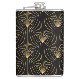 Art Deco: Schwarze Gold Elegance. Flachmann