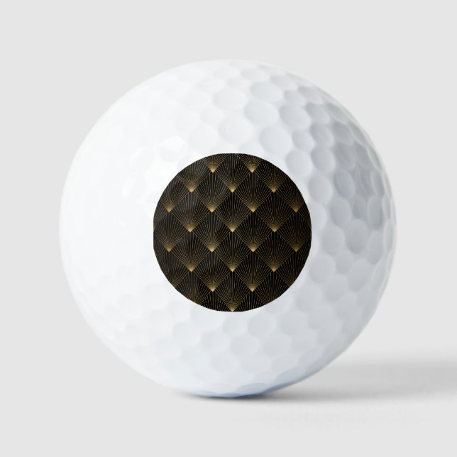 Art Deco: Schwarze Gold Elegance. Golfball (Vorderseite)